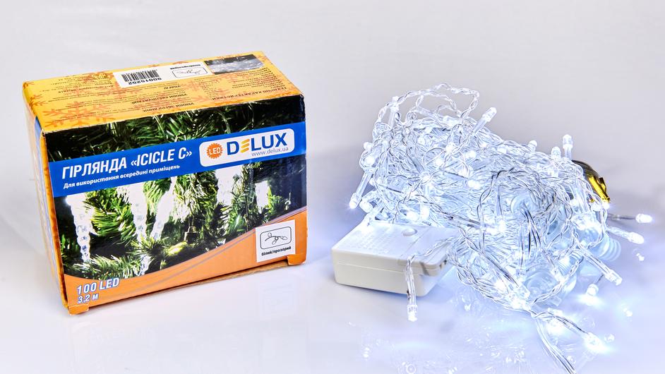 Гірлянда внутрішня Delux Icicle 100 LED IP20 бахрома 3,2x0,7 м Білий/Прозорий (90015252)
