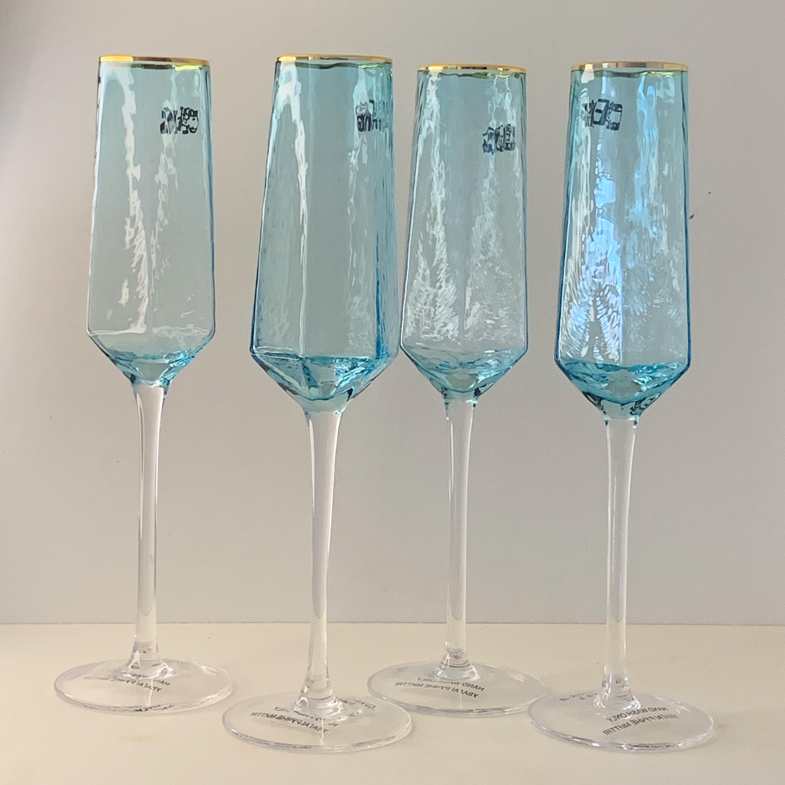 Бокалы для шампанского Olens 180 мл 4 шт Бирюзовый (GXF01A-B)