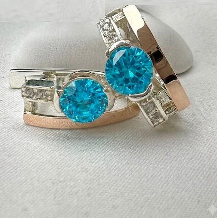 Сережки Рита срібло 925 з золотими напайками і цирконами Блакитний (2998126682) Сережки Рита срібло 925 з золотими напайками і цирконами Блакитний (2998126682)