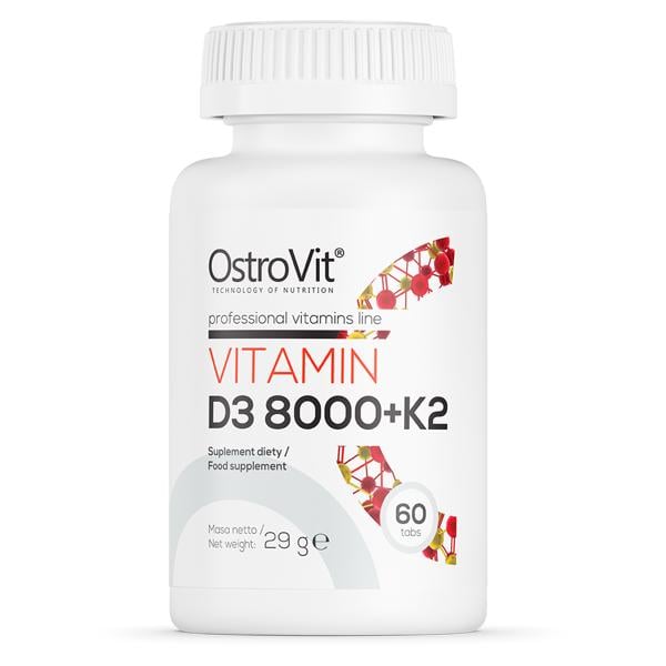 Витамин D для спорта OstroVit Vitamin D3 8000 + K2 60 Tabs