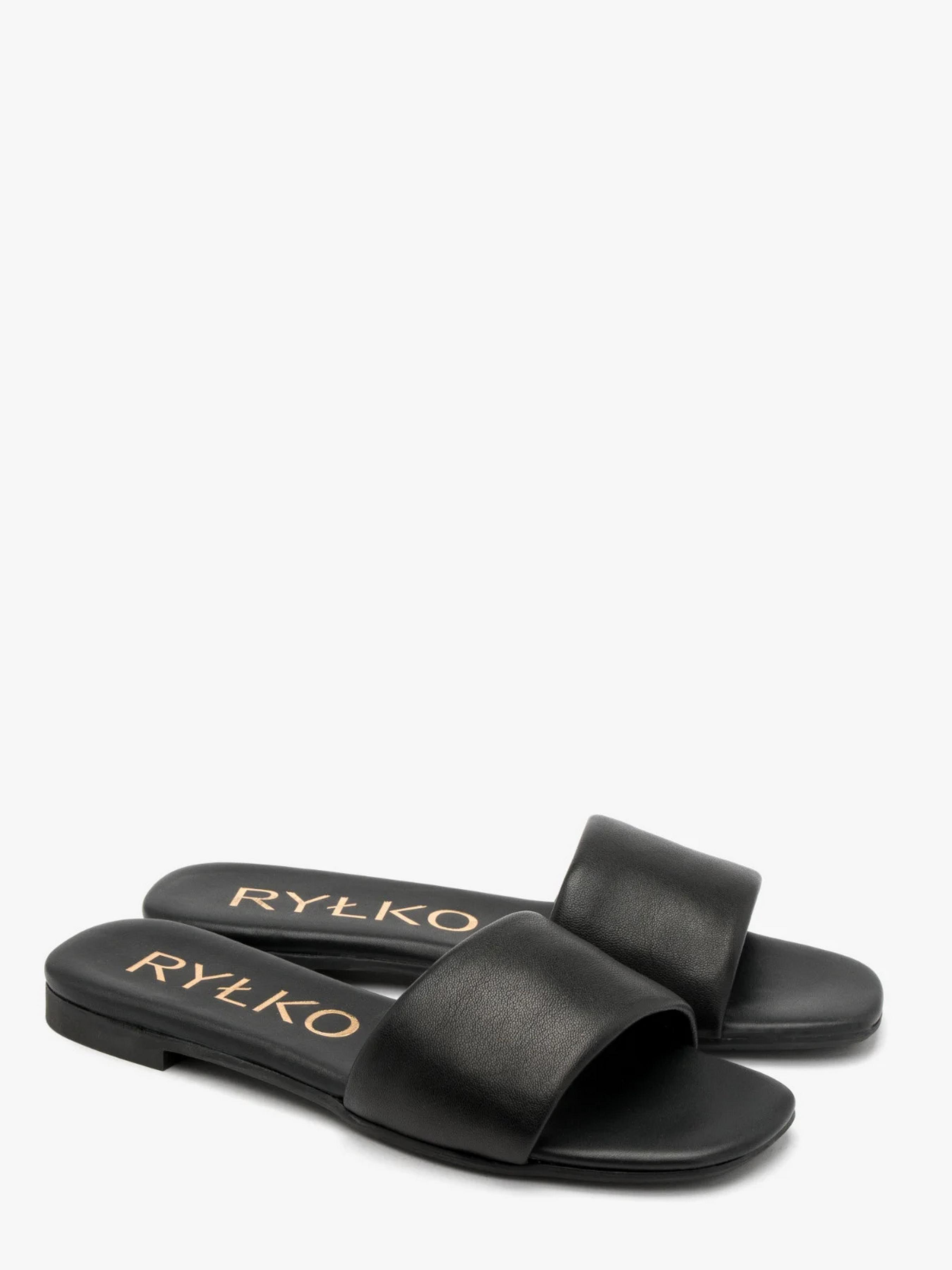 Шлепанцы женские кожаные RYLKO на плоской подошве р. 36 Черный (0AGH2_V_ __45)
