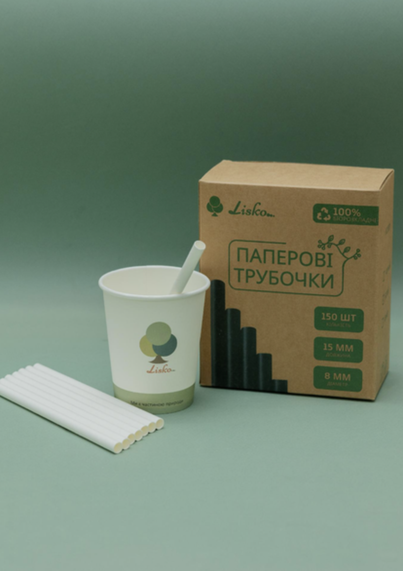 Трубочки бумажные в картонной упаковке 8х150 мм 150 шт. Белый - фото 4