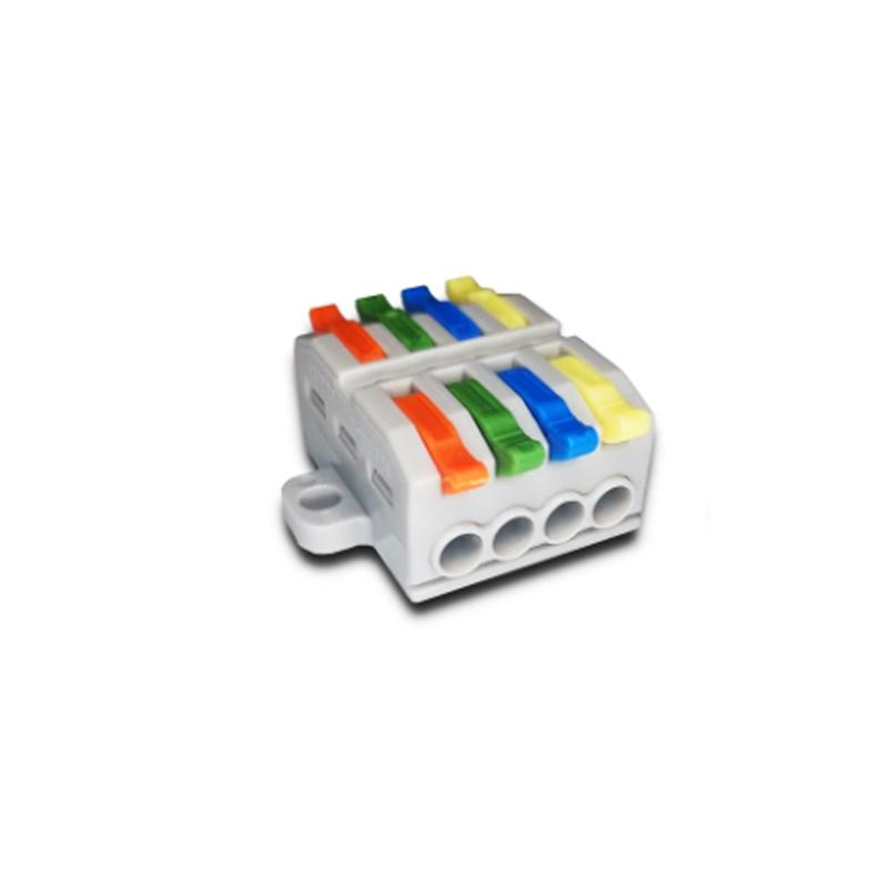 Клемма проходная Tactix 0,08-4 мм2 32А 4х1-4х1 одинарная 29,8х35,5х14,4 мм крепеж 3,4 мм Разноцветный (KV227-4Pc)