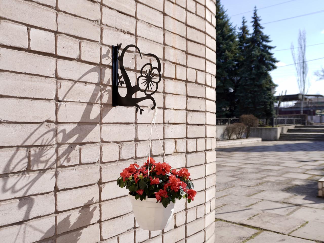 Кронштейн Сердце для кашпо с цветами метал Черный (М013) - фото 6