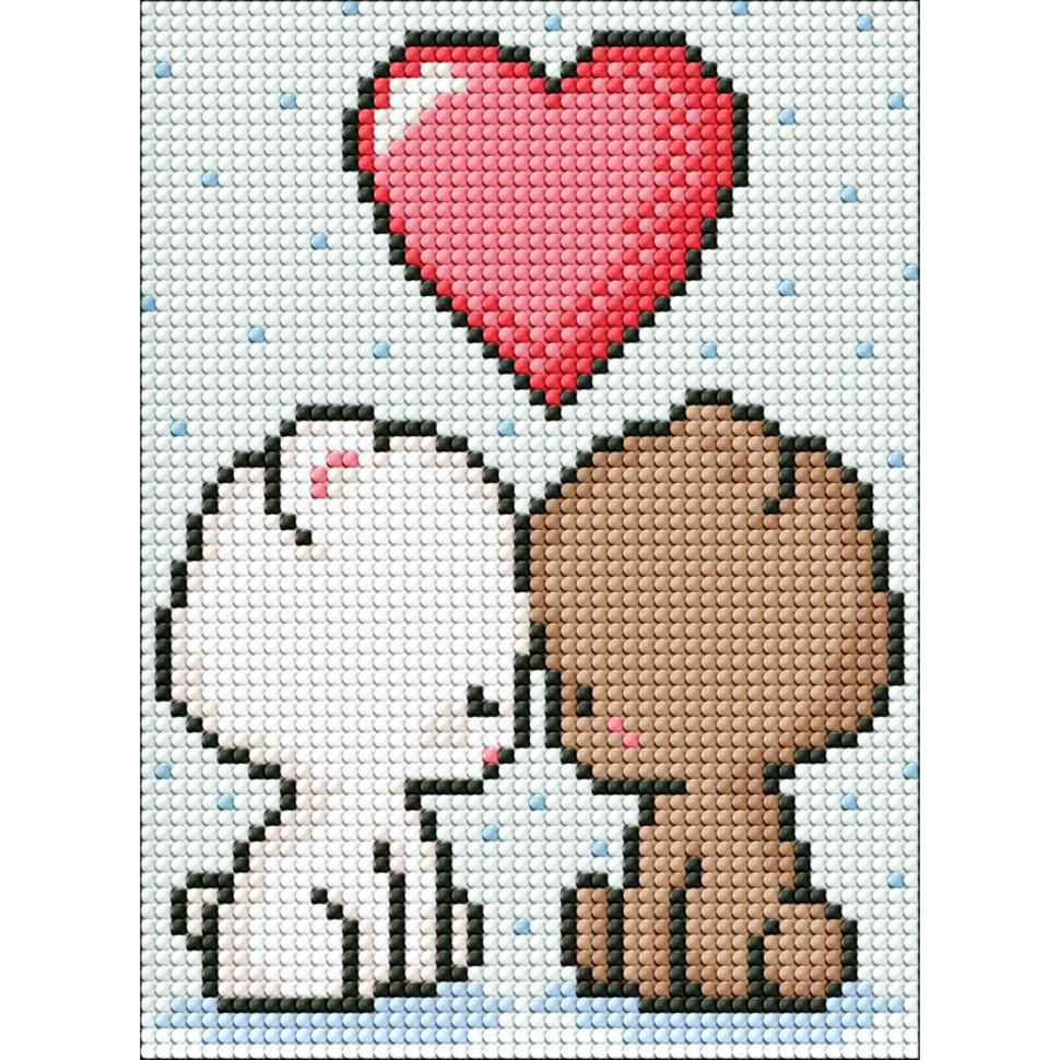 Алмазна мозаїка для дітей Ideyka Закохані ведмедики AMM1034 без підрамника15х20 см (RLT46684)