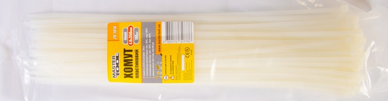 Хомут пластиковий MasterTool 4,8х350 мм 100 шт. Білий (20-1816)