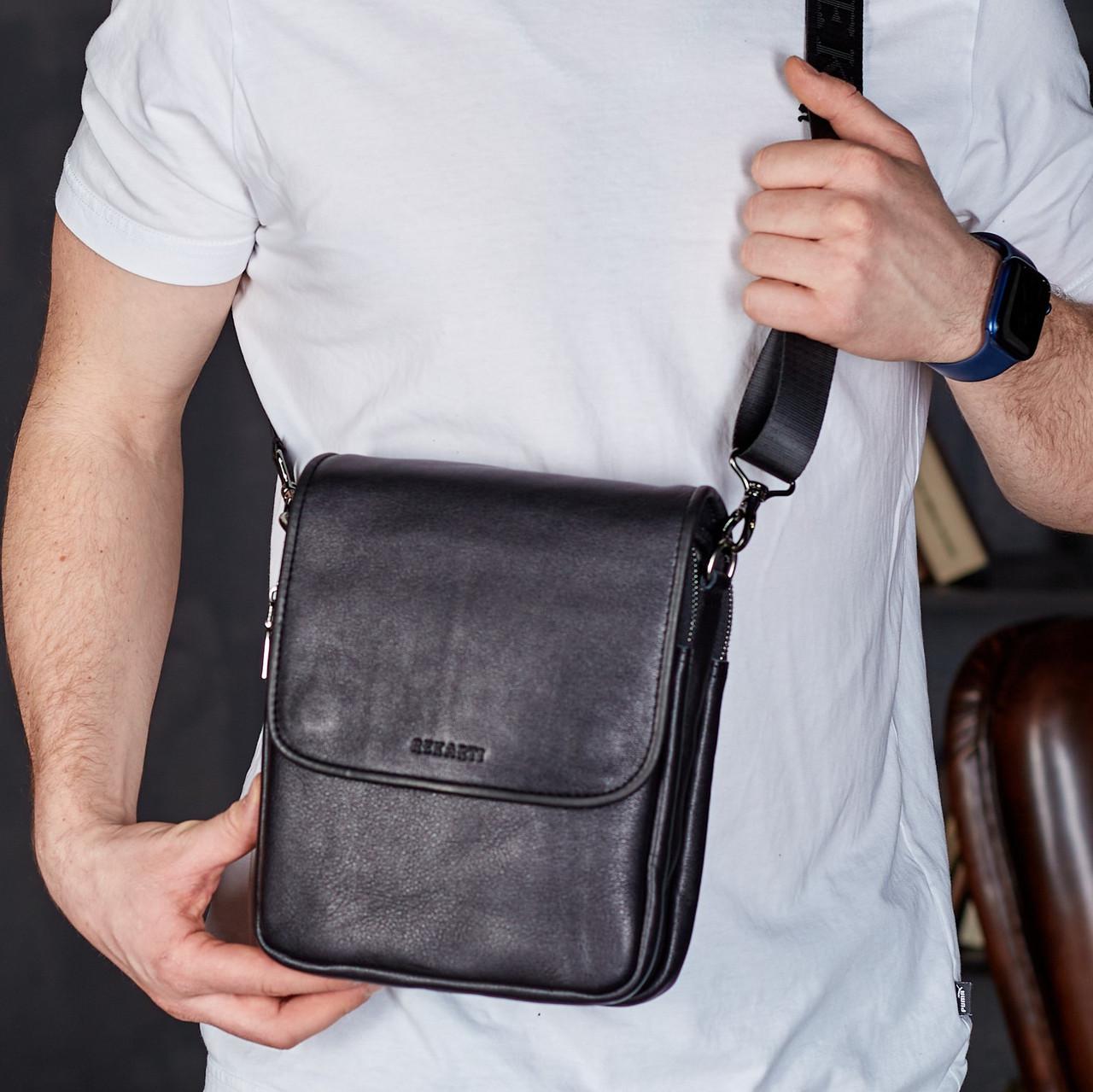 Сумка через плечо Tiding Bag TD-20033 кожаная 25х22х8 см Черный