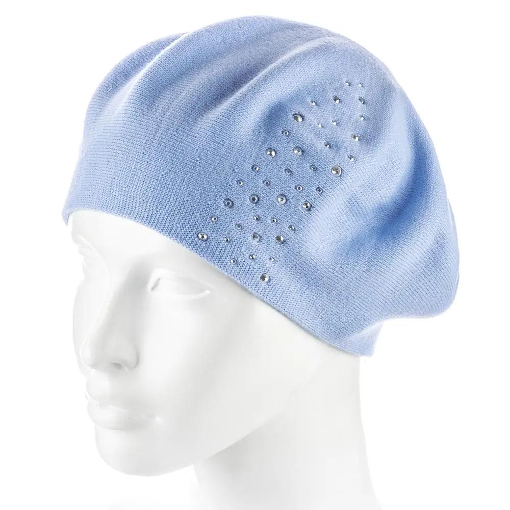 Берет женский Zolly ZH239 полушерстяной тонкой вязки двойной Голубой (130124)