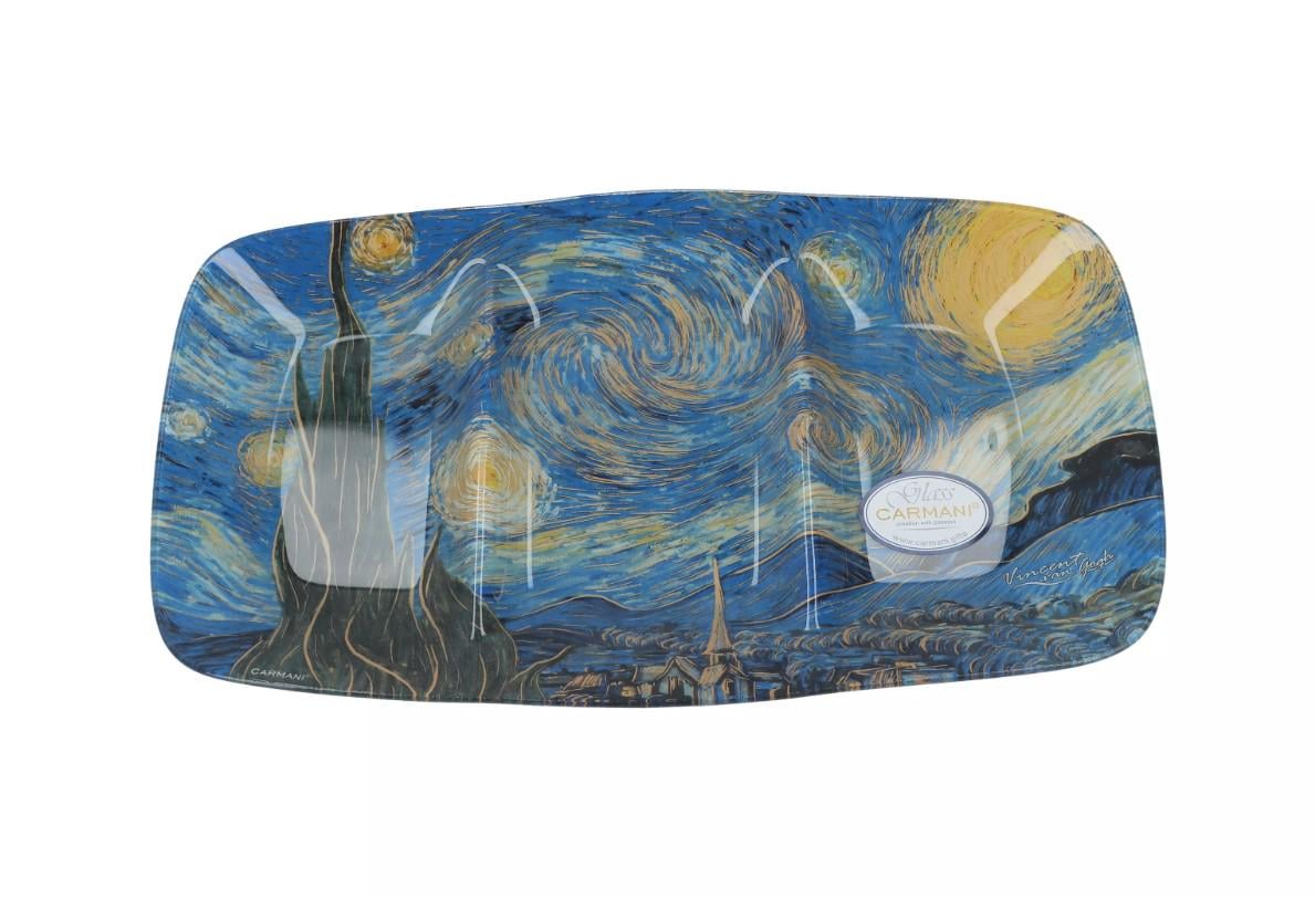 Тарелка стеклянная Carmani Ван Гог Звездная ночь 30х22 см (198-7041)