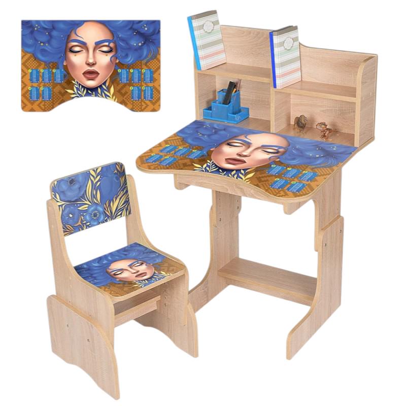 Парта дитяча Bambi з поличкою та стільцем Українка (N 2071-6-3) - фото 2 Парта дитяча Bambi з поличкою та стільцем Українка (N 2071-6-3) - фото 2