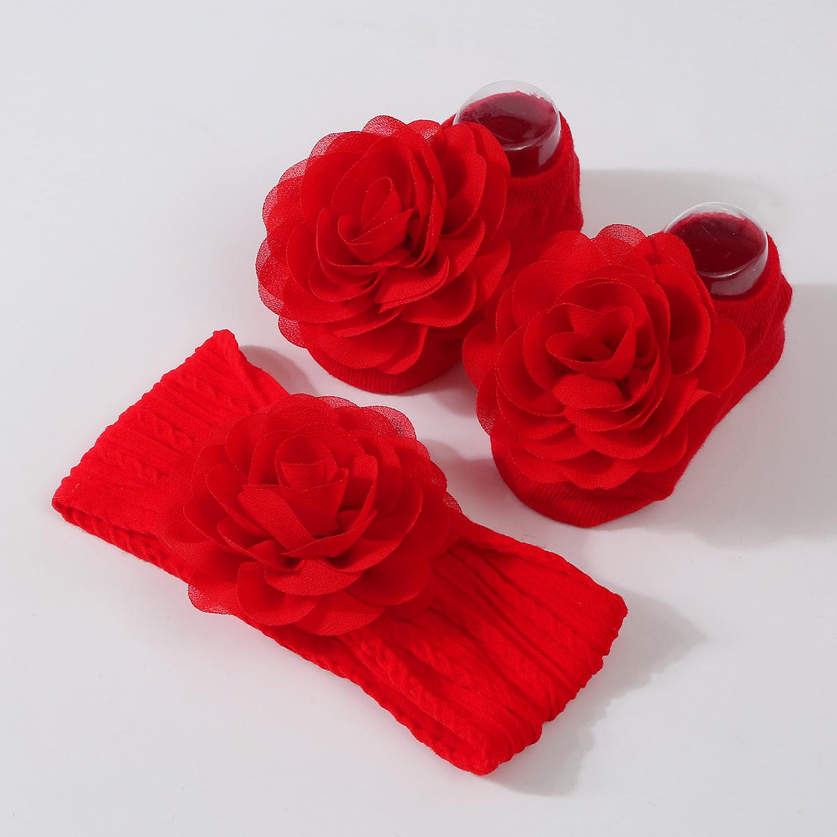 Набор для новорожденной Георгина повязка и носочки 0-12 месяцев Красный (13124342501)