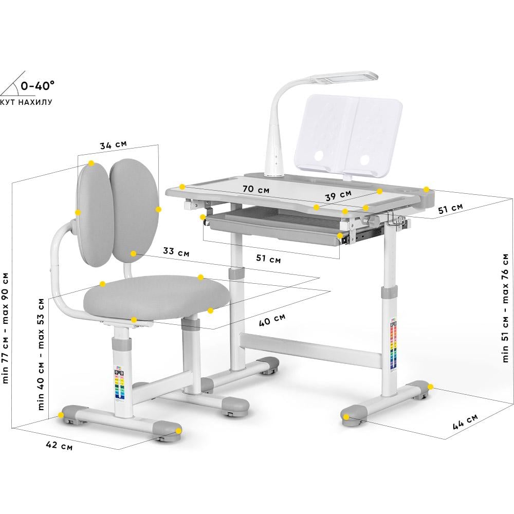 Комплект мебели Evo-Kids (стол+стул+полка+лампа) BD-20 G - фото 3