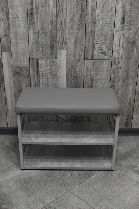 Банкетка для взуття металева з м'яким сидінням 32х47х60 см Сірий (28375246)