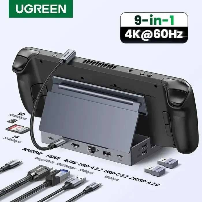 Концентратор USB-C Docing Station UGREEN CM800 підставка 9-in-1 HUB 10Gbps HDMI 4K60Hz RJ45 PD100W Grey (25869) - фото 2