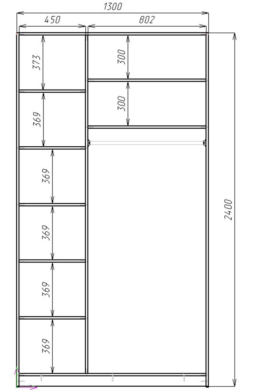 Шафа-купе Viant Ligth дзеркало 1300х600x2400 мм Білий - фото 2