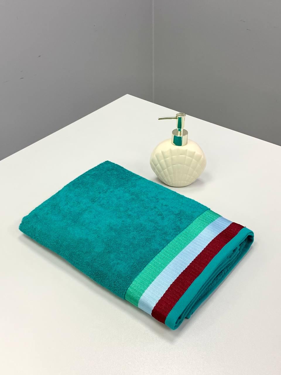 Полотенце махровое 70х140 см Бирюзовый с полосками (11168862) Полотенце махровое 70х140 см Бирюзовый с полосками (11168862)