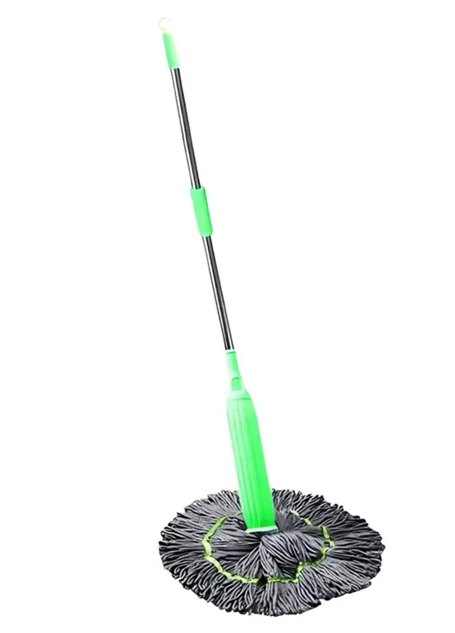 Швабра ручная Good Idea для сухой и влажной уборки с отжимом и микрофибровой тряпкой 30 см Зеленый (7333669)