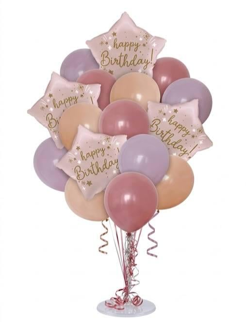 Набір надувних фольгованих кульок Happy Birthday 12 шт. Рожевий (3003677132)