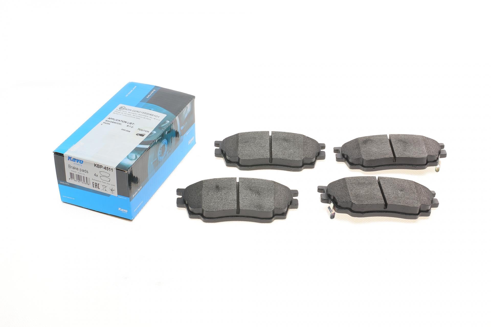 Колодки тормозные передние KAVO PARTS Mazda 6 02-07 131.4x53 (KBP-4511 KAVO PARTS)