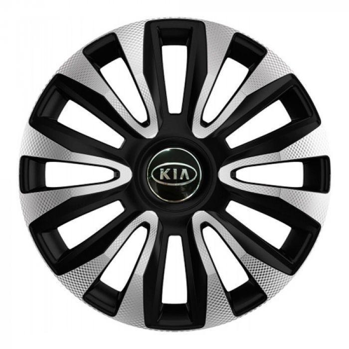 Колпаки для колес 4 Racing Avalon Carbon R13 с логотипом 4 шт. Silver/Black Kia