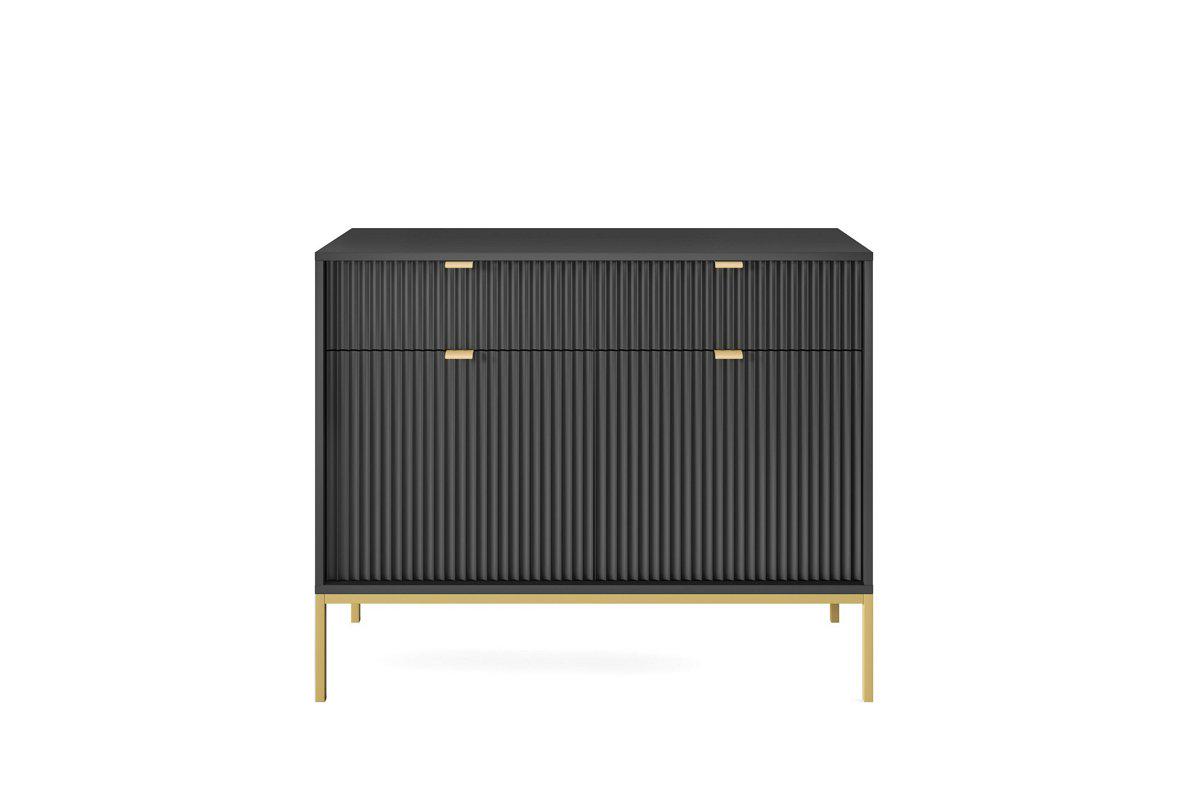 Комод Perfect Home Nova KSZ104 2-дверный с 2 ​​ящиками и золотыми ножками Черный (PFH-091231)