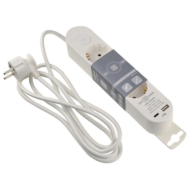 Фильтр-удлинитель сетевой АСКО-УКРЕМ Ornat 3 гнезда 2 м с ж/к USB/Type C с выключателем (ECO019001001) - фото 1 Фильтр-удлинитель сетевой АСКО-УКРЕМ Ornat 3 гнезда 2 м с ж/к USB/Type C с выключателем (ECO019001001) - фото 1