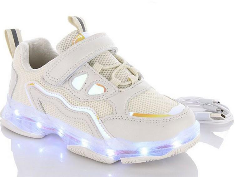 Кроссовки Jong Golf N10158-6 с LED-подсветкой и зарядкой USB р. 36 Бежевый (1008711)