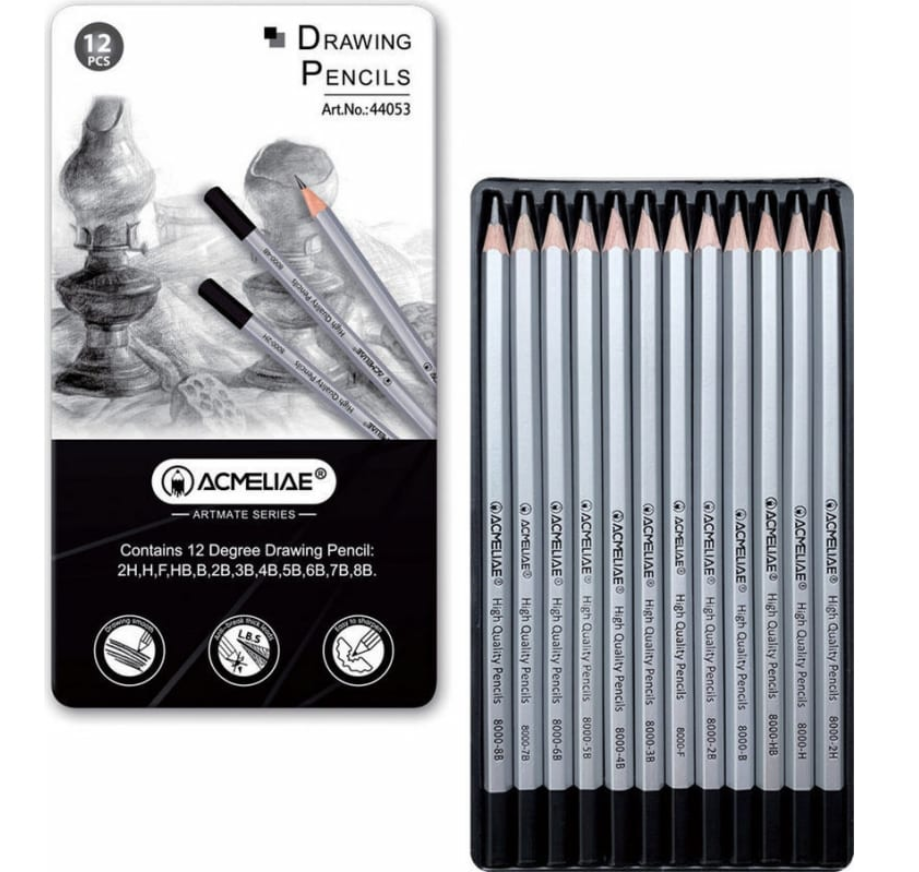 Набір чорнографітних олівців Acmeliae 12 шт. 2H-8В