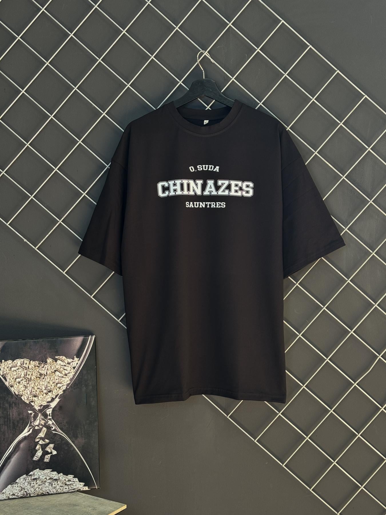 Футболка мужская Chinazes оверсайз трикотажная L Черный (26361/2)