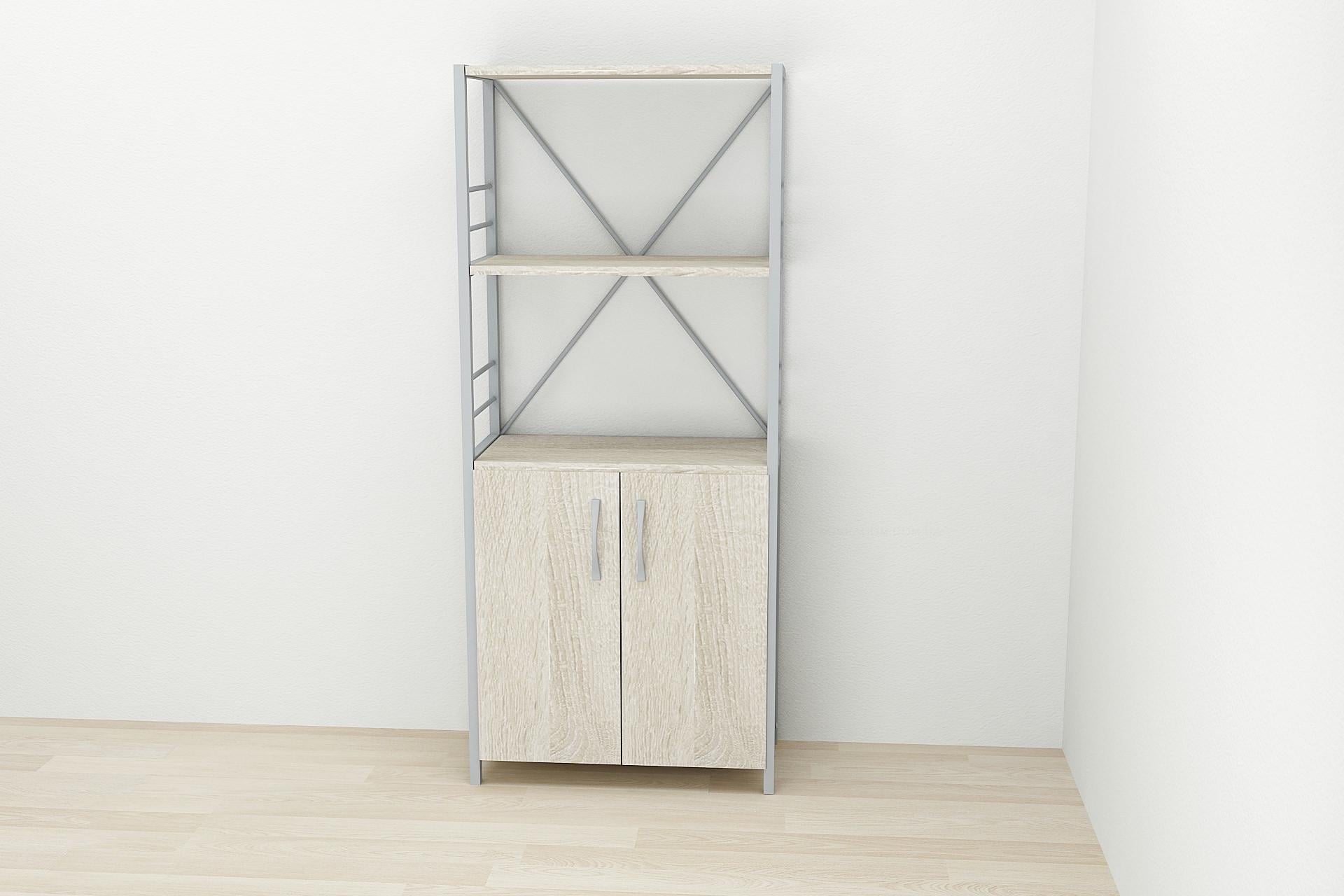 Этажерка Ferrum-decor Коннект 3/60 с тумбой ДСП 144x60x28 см Серый/Сонома (FRD-104459)