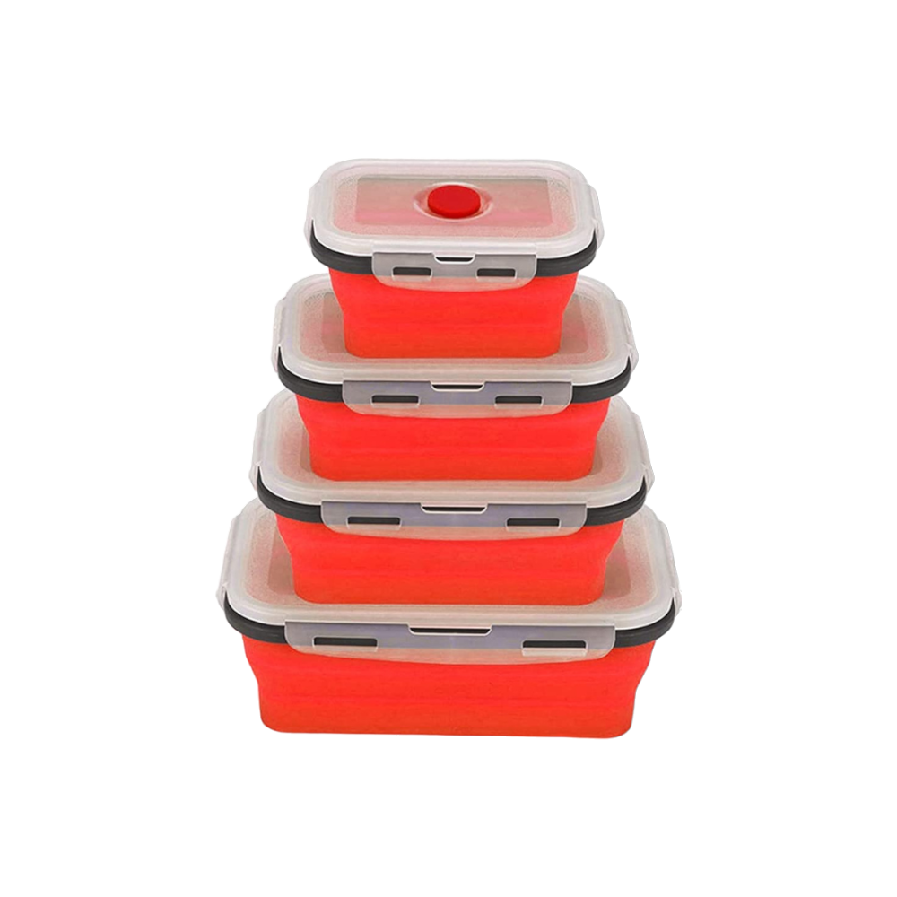 Набір силіконових складних контейнерів для зберігання їжі - 4 шт. Червоний (12508451) - фото 1 Набір силіконових складних контейнерів для зберігання їжі - 4 шт. Червоний (12508451) - фото 1
