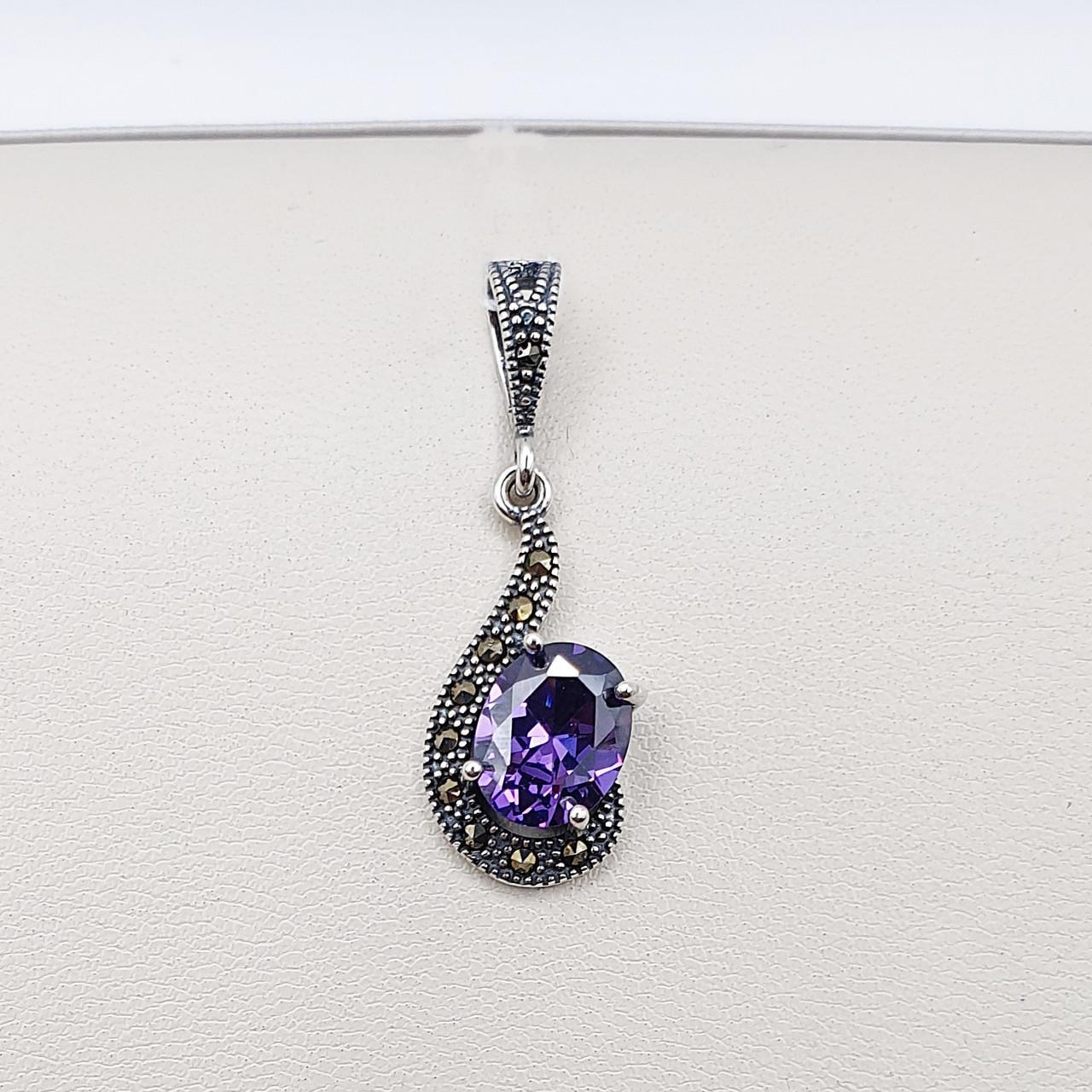 Серебряный кулон с аметистом и марказитом 2,78 г (2676589844)