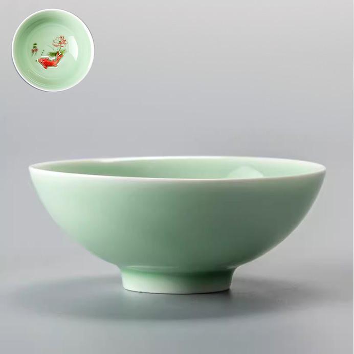 Пиала керамическая с рыбкой 75 мл Зеленый - фото 3