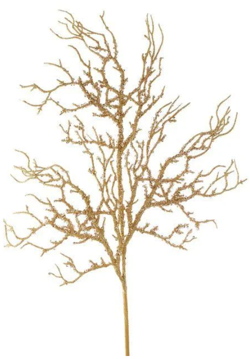 Веточка новогодняя Flora 60 см Золотой (13164)
