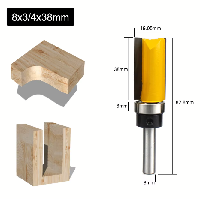 Фреза пряма з верхнім підшипником хвостовик 8 мм Ø 19,05х82,8 мм (F709-38) - фото 2 Фреза пряма з верхнім підшипником хвостовик 8 мм Ø 19,05х82,8 мм (F709-38) - фото 2