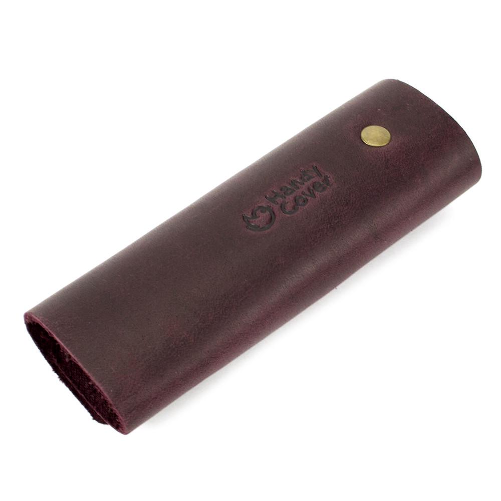Ключница кожаная HandyCover HC0055 с карабином Бордовый - фото 4