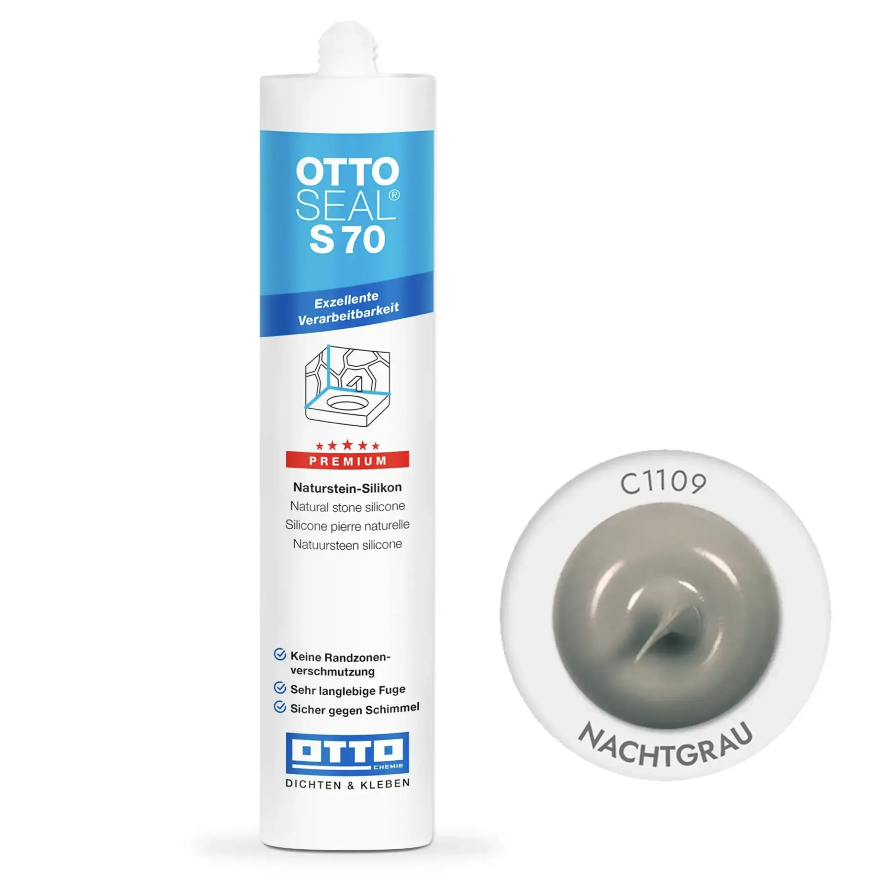Герметик силиконовый OTTOSEAL S70 С1109 Серая ночь (8NTRGNT0201)