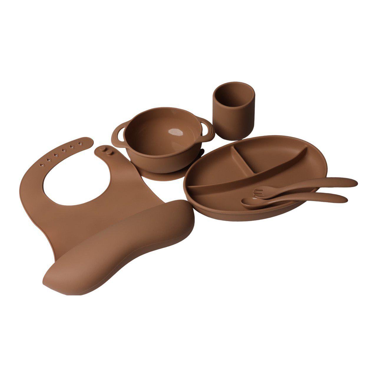 Комплект силіконового посуду для дітей 6 пр. Brown (11169134)