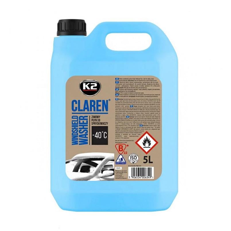 Омивач скла зимовий K2 Claren Windshield Washer -40°C з нейтральним ароматом концентрат 5 л (K645)