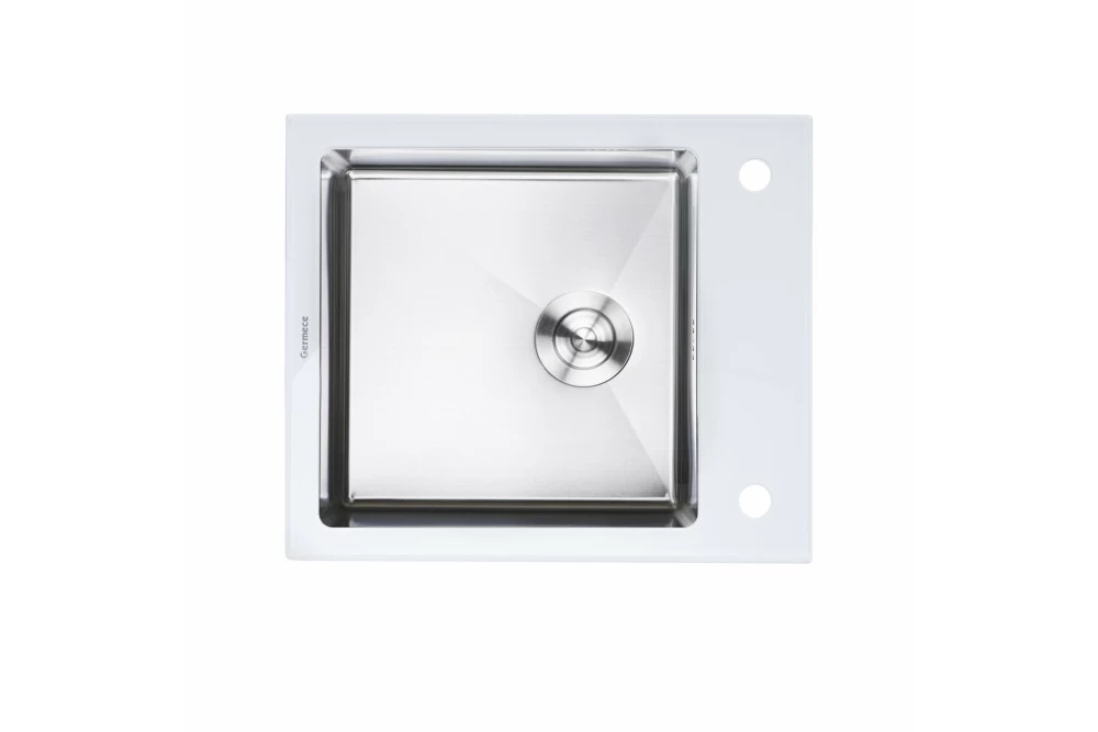 Мойка для кухни Platinum Germece Handmade 60х51х20 см White Glass (374785)