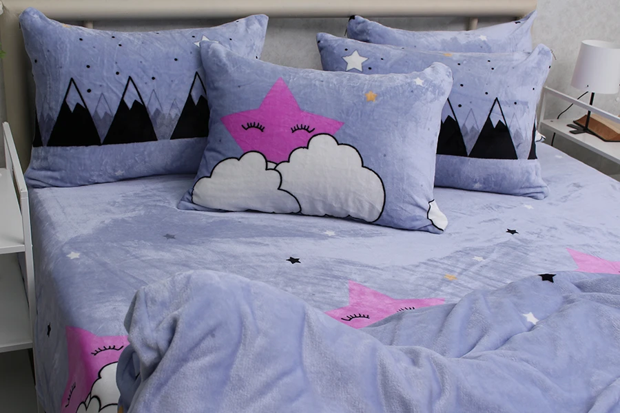 Комплект постільної білизни TAG Tekstil велсофт ALM1916 двоспальний (18773) - фото 2