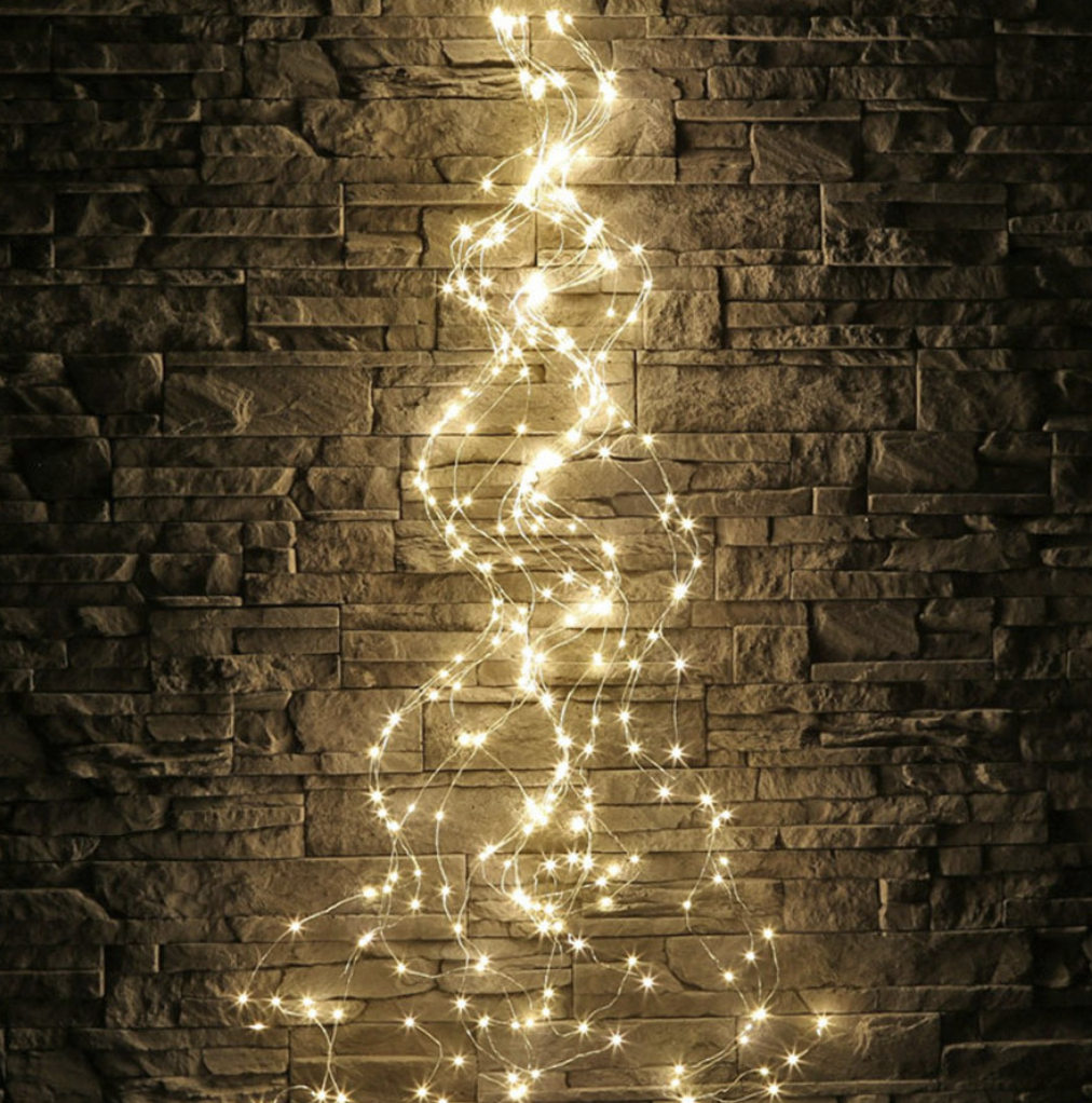 Новогодняя гирлянда Конский хвост 2 м 200 LED 10 ниток от USB Теплый белый (Е500209) - фото 1