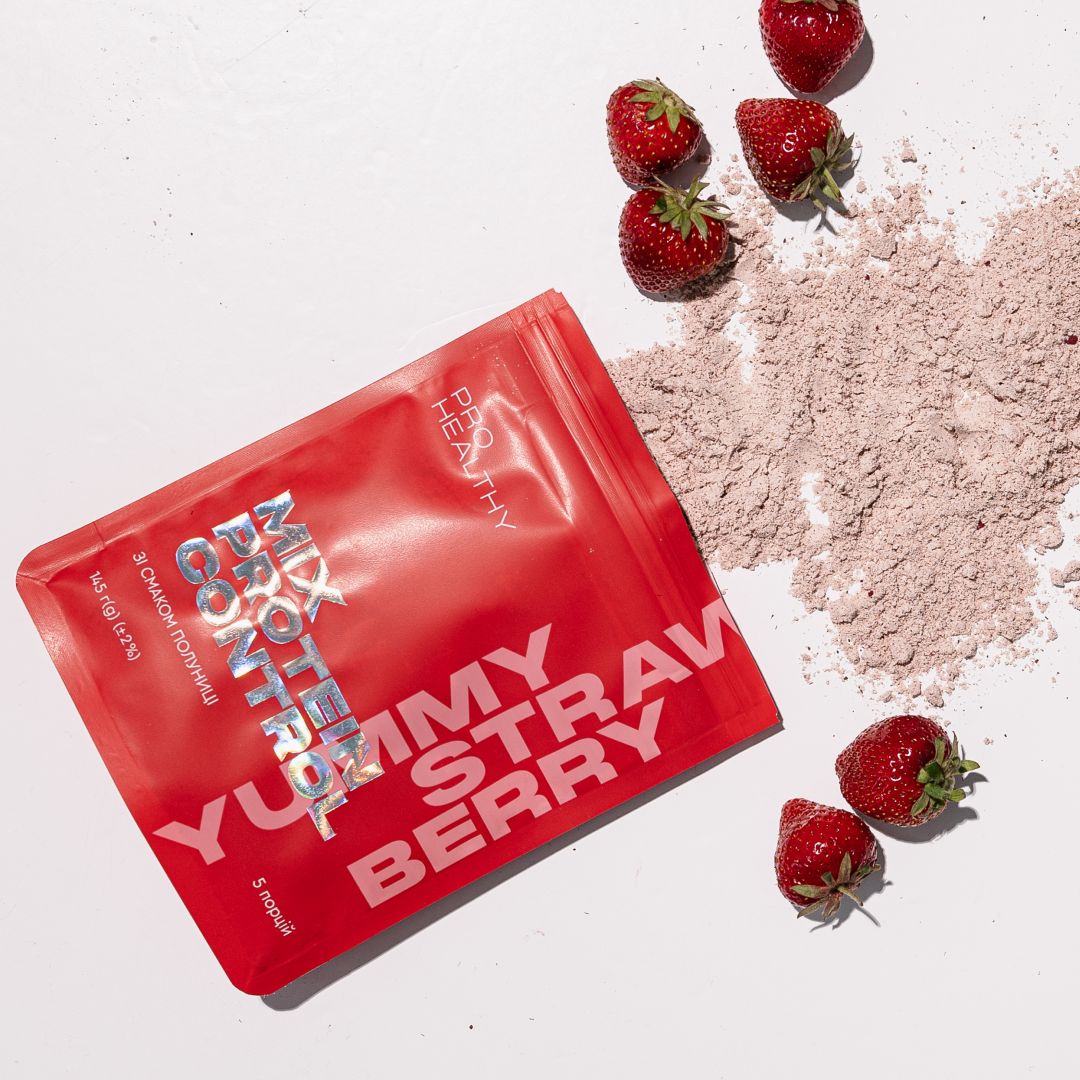 Протеїновий коктейль зі смаком полуниці для контролю або для збільшення ваги Pro Healthy Choice Mix Protein Control Yummy Strawberry 145 г - фото 4 Протеїновий коктейль зі смаком полуниці для контролю або для збільшення ваги Pro Healthy Choice Mix Protein Control Yummy Strawberry 145 г - фото 4