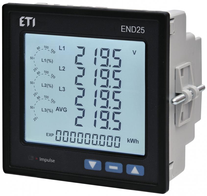 Аналізатор мережі трифазний ETI END25-RS 100-550V AC/DC 96x96 мм RS-485 (4656951)