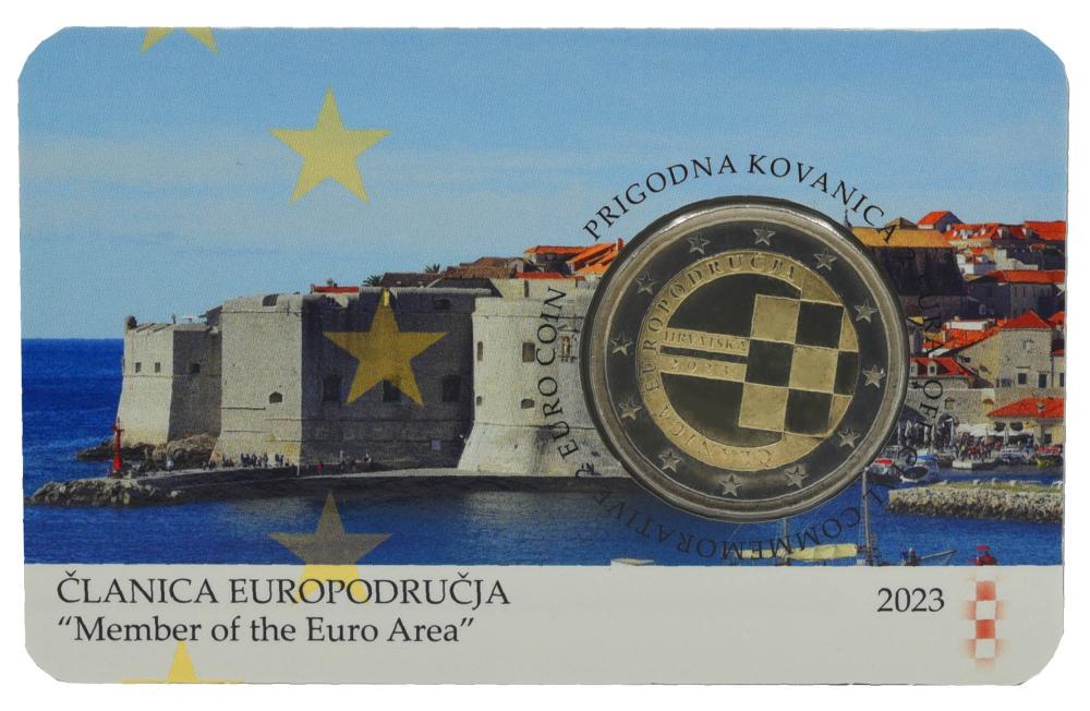 Коллекционная монета Хорватия 2 евро 2023 Биметалл UNC Вступление евро (М18915)
