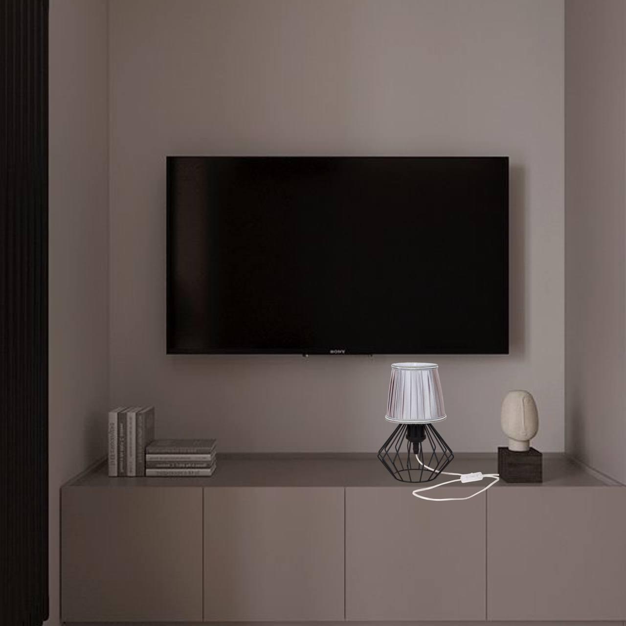 Лампа/нічник настільна зі абажуром Срібний (56-T108F03 BK+SL) - фото 2