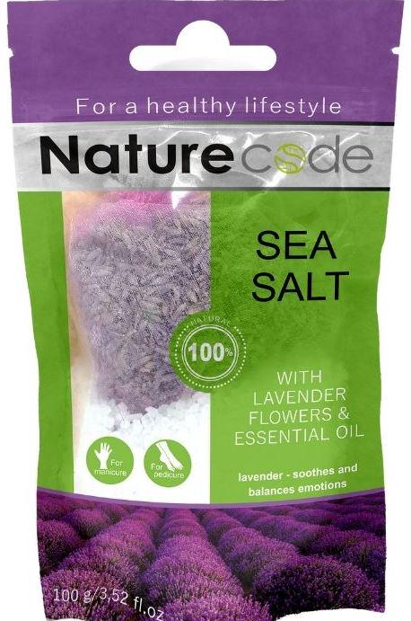 Сіль морська для ванни Nature Code з квітами Лаванди та Ефірною олією 100 г