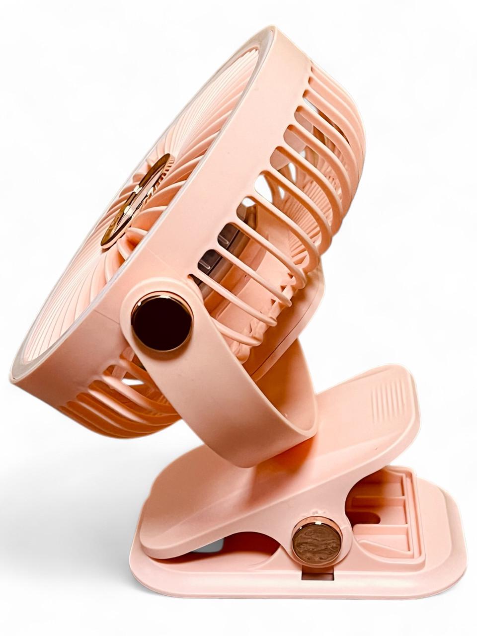 Вентилятор F2-150 акумуляторний з LED підсвічуванням та прищіпкою Pink (2588971779) - фото 2
