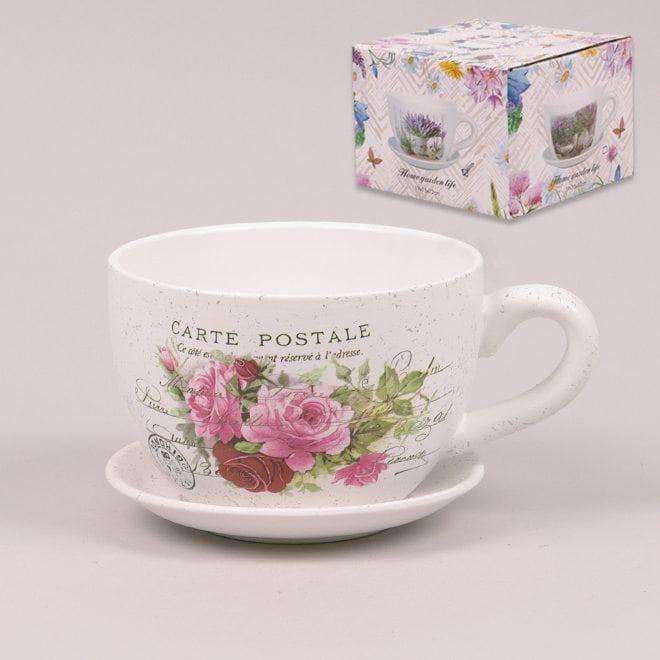 Горшок керамический Flora Чашка с подставкой (36652)