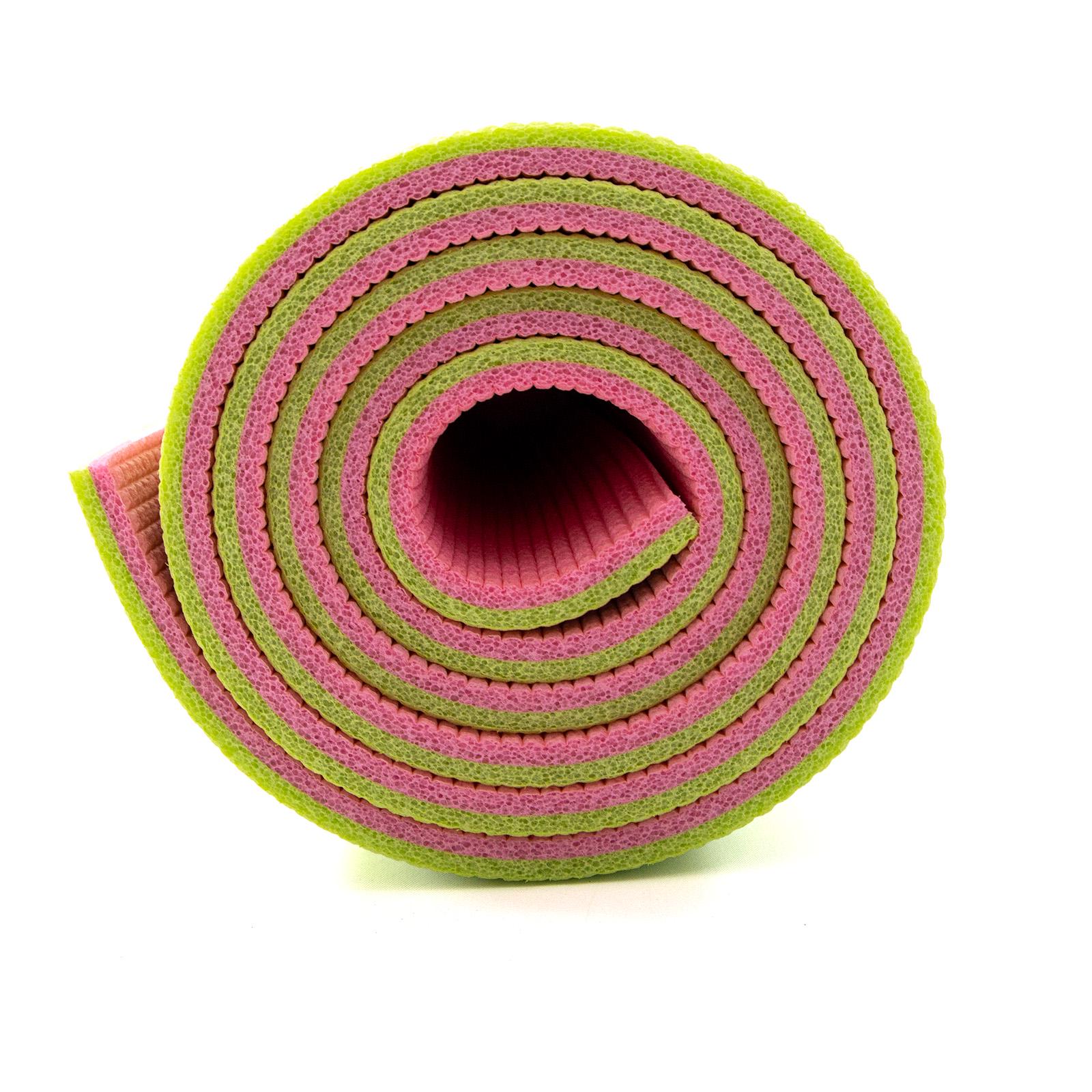 Коврик для фитнеса и пилатеса OSPORT Спорт 10 мм Салатовый/Розовый (FI-0083-1) - фото 4